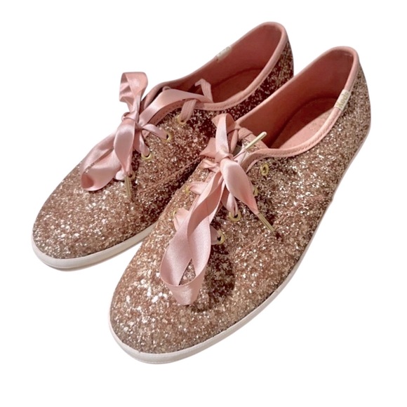 Keds X Kate Spade New York Champion Rose Gold Glitter Sneakers NWOT Size 8.5 - Picture 1 of 13